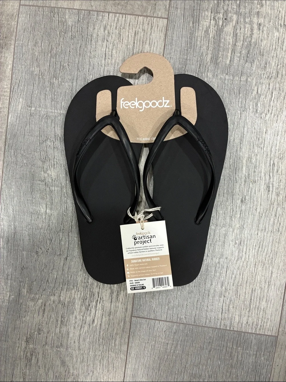Feelgoodz Women’s Slimz Core Black Flip Flop Sandals Sz 10